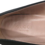 Gucci Sparkling Crystal GG Ballet Flats Black Suede Size 38 Kitten-Heel Pumps