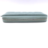Chanel Quilted Caviar Leather Long Zip-Around Wallet Seafoam Blue