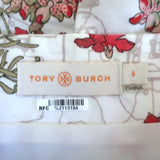 Tory Burch A-Line Tank Dress Cream/Red Floral Print Stretch Cotton Size 8