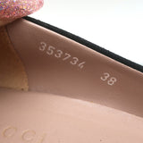 Gucci Sparkling Crystal GG Ballet Flats Black Suede Size 38 Kitten-Heel Pumps