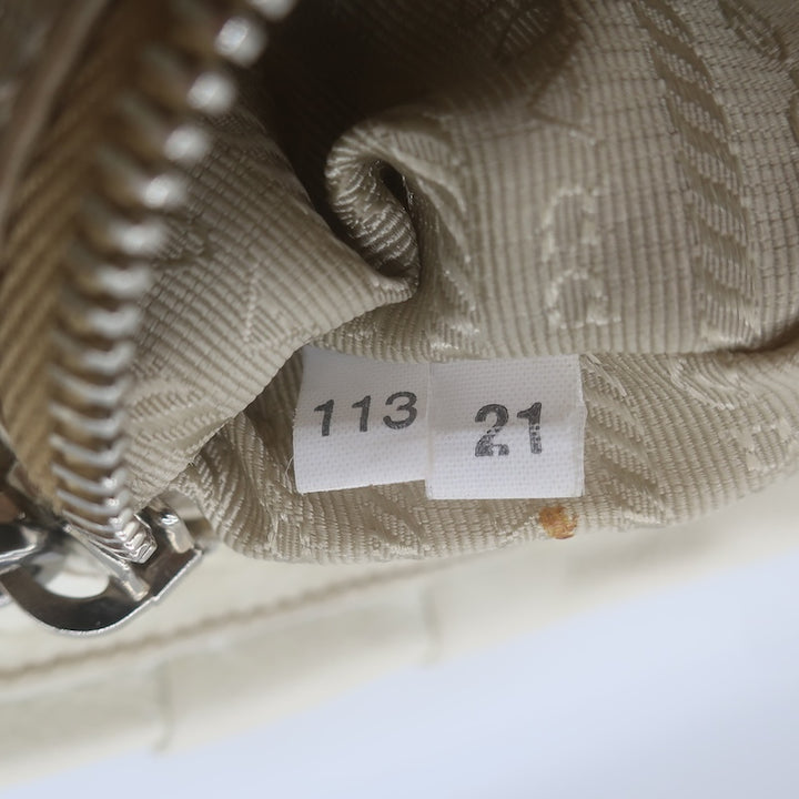 Prada Vitello Daino Pushlock Flap Bag Cream Grained Leather
