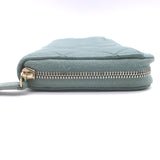 Chanel Quilted Caviar Leather Long Zip-Around Wallet Seafoam Blue