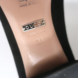 Gucci Sparkling Crystal GG Ballet Flats Black Suede Size 38 Kitten-Heel Pumps