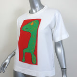 Marni Dinosaur Graphic T-Shirt White Cotton-Blend Size 40 Short Sleeve Top