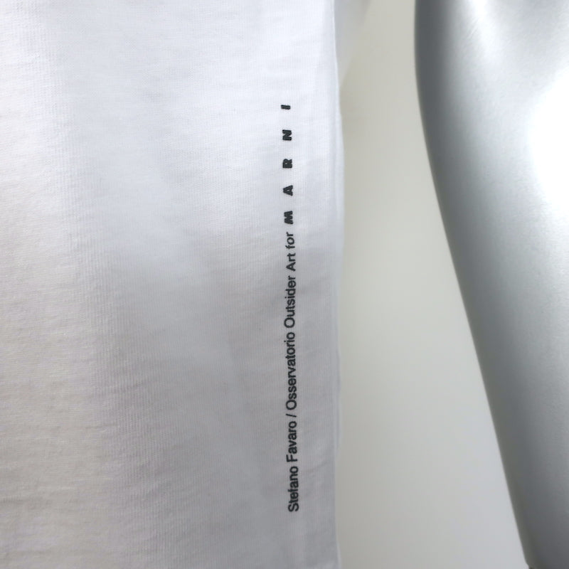 Marni Dinosaur Graphic T-Shirt White Cotton-Blend Size 40 Short Sleeve Top