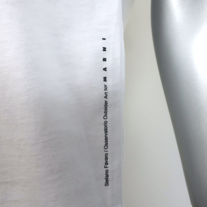 Marni Dinosaur Graphic T-Shirt White Cotton-Blend Size 40 Short Sleeve Top