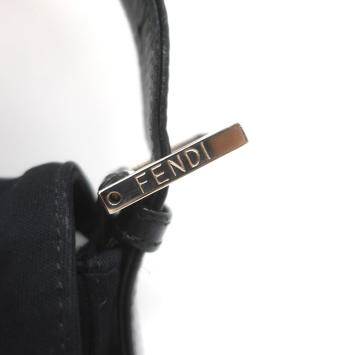Fendi Leather-Trim Neoprene Baguette Black Small Shoulder Bag