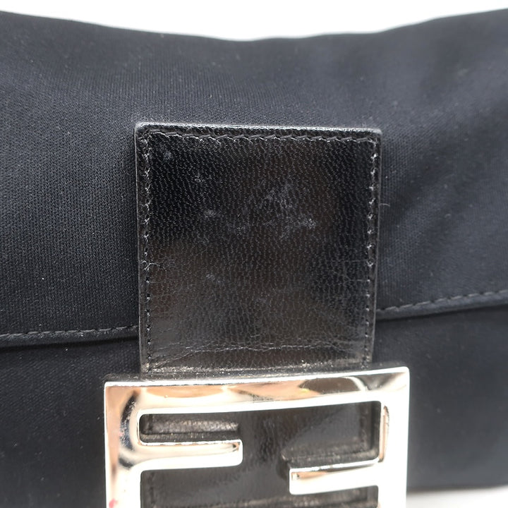 Fendi Leather-Trim Neoprene Baguette Black Small Shoulder Bag
