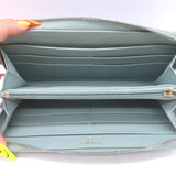 Chanel Quilted Caviar Leather Long Zip-Around Wallet Seafoam Blue