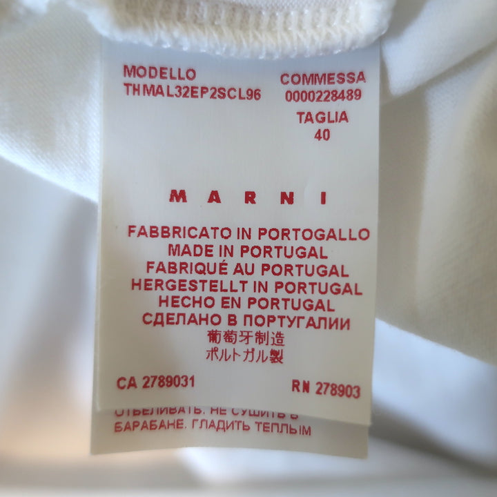 Marni Dinosaur Graphic T-Shirt White Cotton-Blend Size 40 Short Sleeve Top