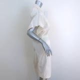 Prada Short Sleeve Shirt Dress Ecru Silk Taffeta Size 42