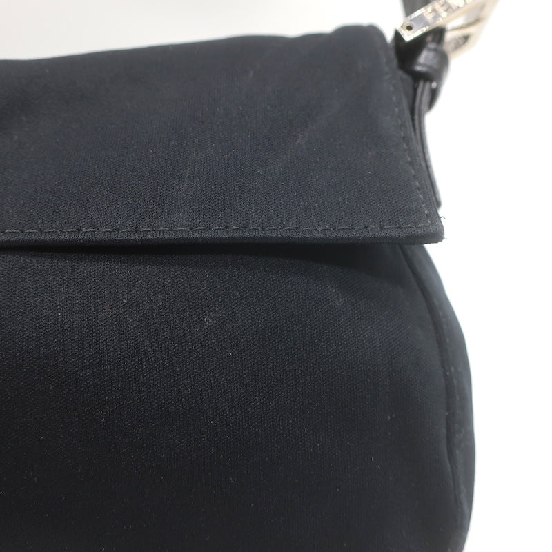 Fendi Leather-Trim Neoprene Baguette Black Small Shoulder Bag