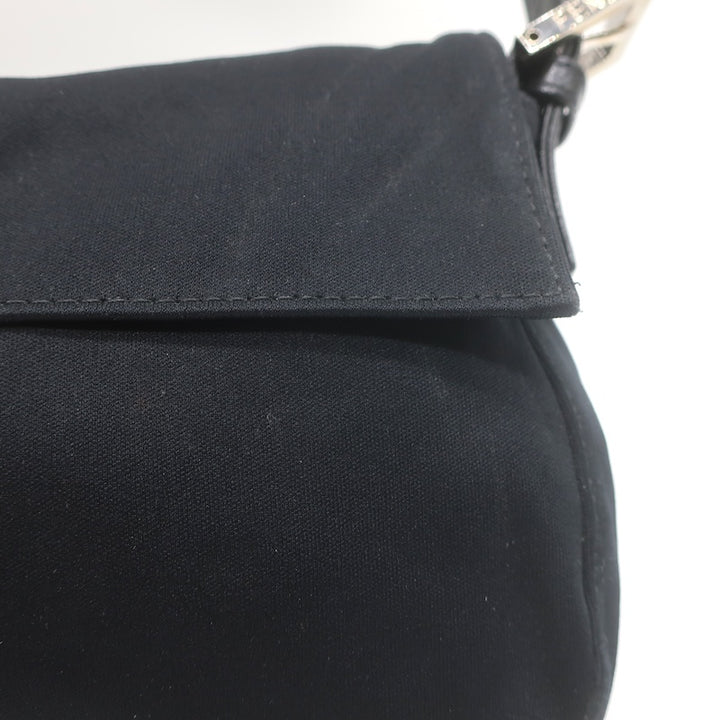 Fendi Leather-Trim Neoprene Baguette Black Small Shoulder Bag