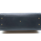 Gucci Dahlia Bamboo Handle Tote Brown Straw & Navy Leather Crossbody Bag NEW