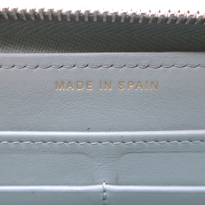 Chanel Quilted Caviar Leather Long Zip-Around Wallet Seafoam Blue