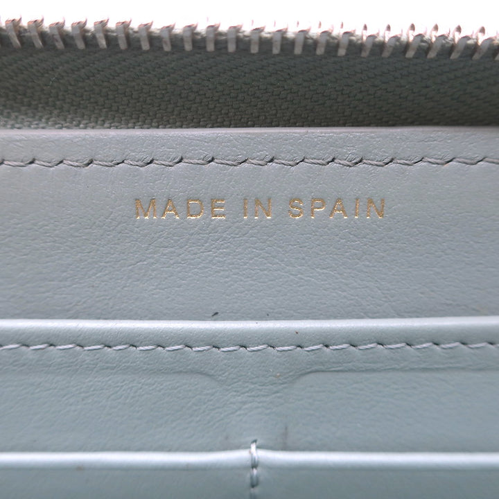 Chanel Quilted Caviar Leather Long Zip-Around Wallet Seafoam Blue