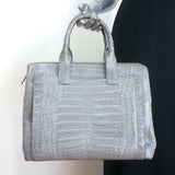 Nancy Gonzalez Crocodile Top Handle Bag Gray Large Crossbody