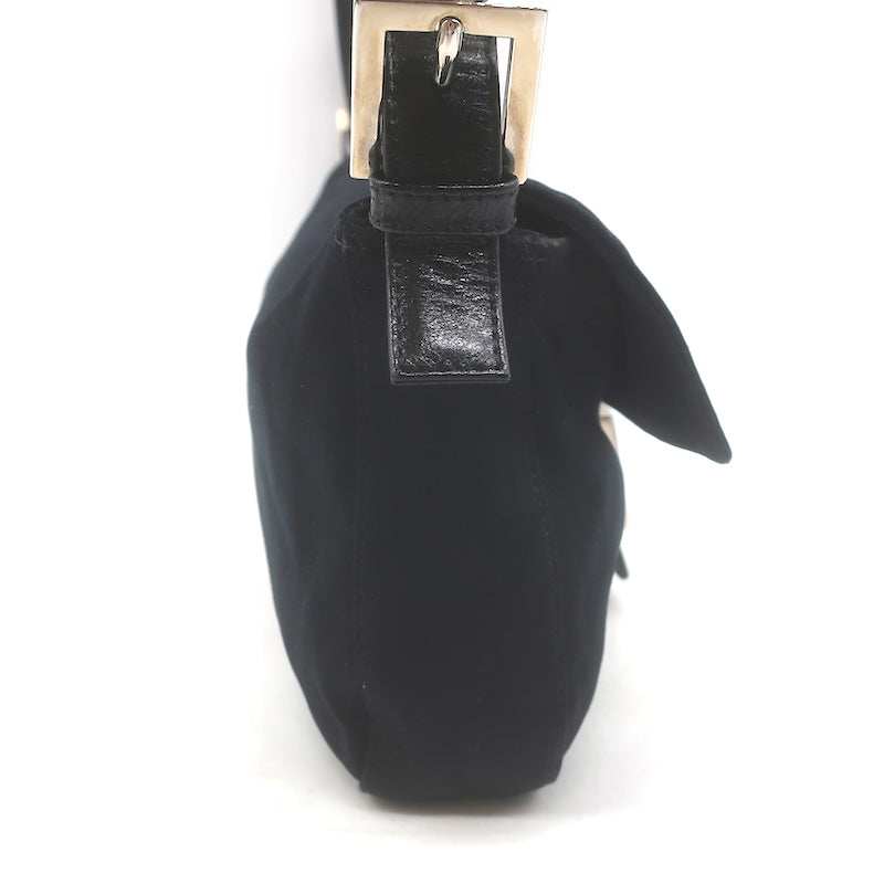 Fendi Leather-Trim Neoprene Baguette Black Small Shoulder Bag