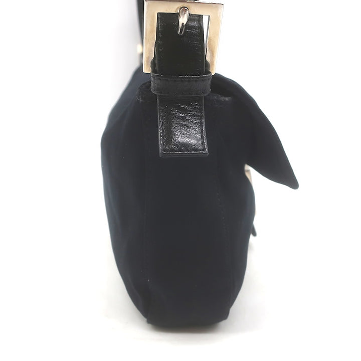 Fendi Leather-Trim Neoprene Baguette Black Small Shoulder Bag