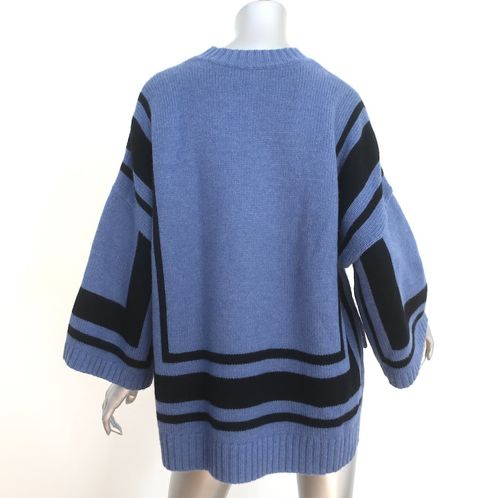 Derek Lam 10 Crosby Sweater Blue/Black Striped Wool Size Extra Small
