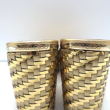 Jimmy Choo Almer 105 Metallic Woven Wedge Sandals Gold Leather Size 38