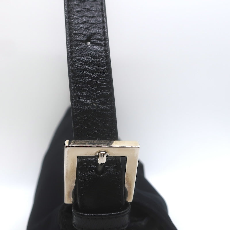 Fendi Leather-Trim Neoprene Baguette Black Small Shoulder Bag