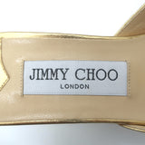 Jimmy Choo Almer 105 Metallic Woven Wedge Sandals Gold Leather Size 38