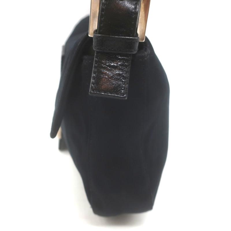 Fendi Leather-Trim Neoprene Baguette Black Small Shoulder Bag