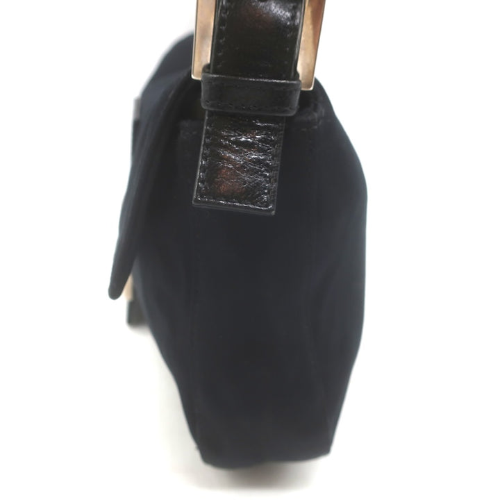 Fendi Leather-Trim Neoprene Baguette Black Small Shoulder Bag