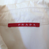 Prada Short Sleeve Shirt Dress Ecru Silk Taffeta Size 42