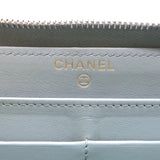 Chanel Quilted Caviar Leather Long Zip-Around Wallet Seafoam Blue