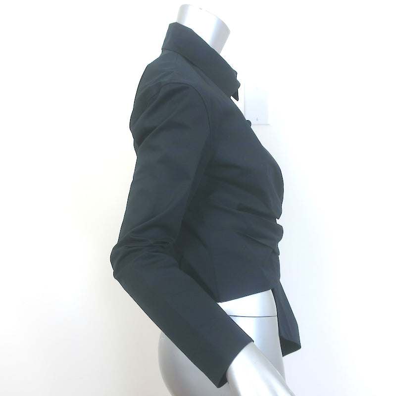Tory Burch Asymmetric Wrap Shirt Black Cotton Poplin Size 4 Long Sleeve Top