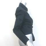 Tory Burch Asymmetric Wrap Shirt Black Cotton Poplin Size 4 Long Sleeve Top