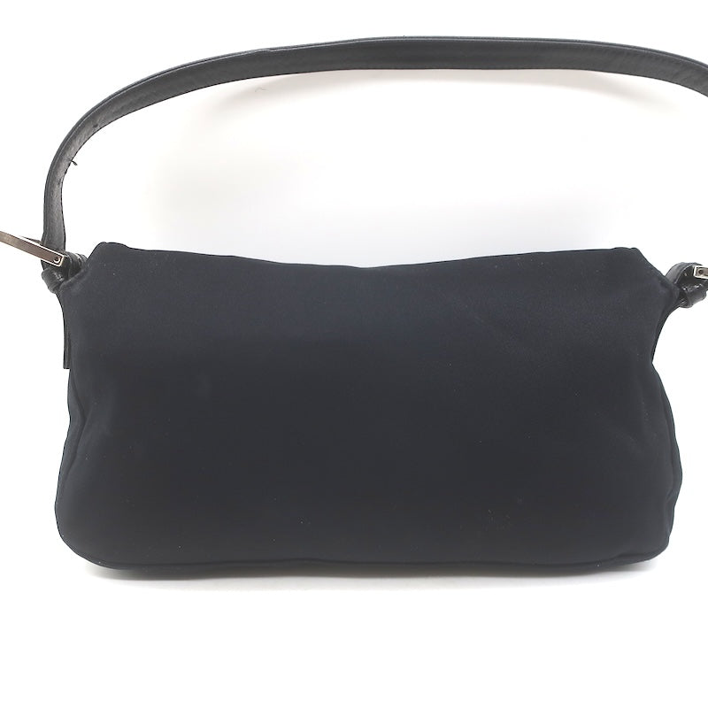Fendi Leather-Trim Neoprene Baguette Black Small Shoulder Bag