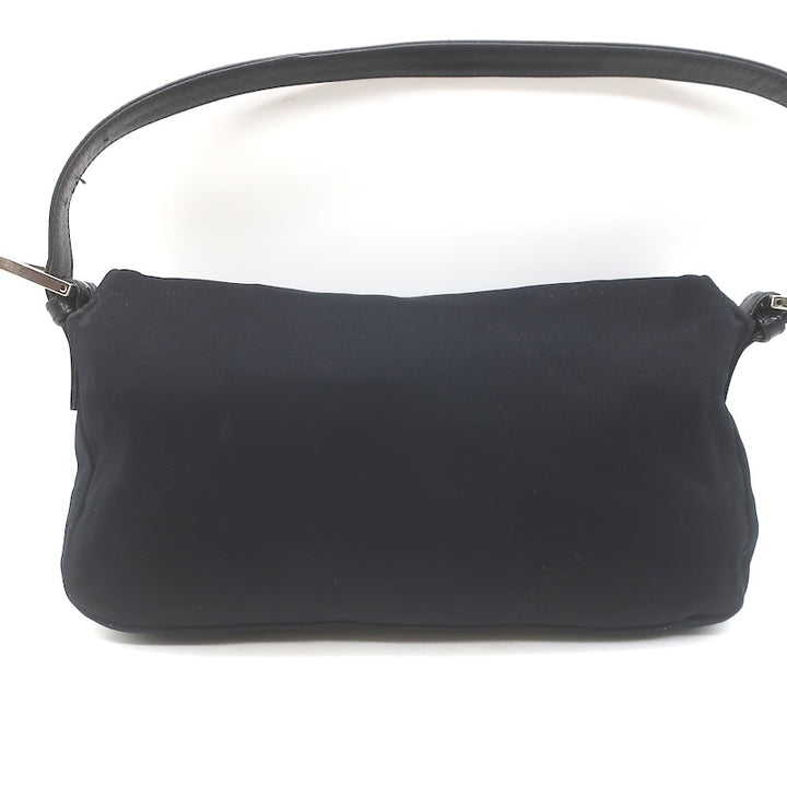 Fendi Leather-Trim Neoprene Baguette Black Small Shoulder Bag