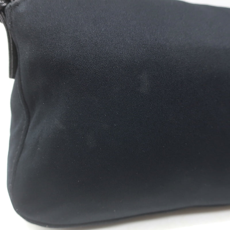 Fendi Leather-Trim Neoprene Baguette Black Small Shoulder Bag