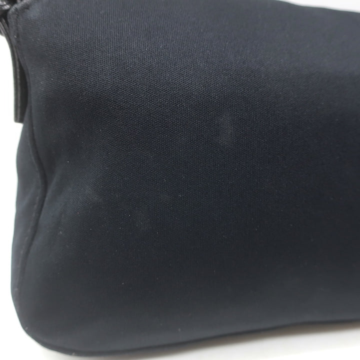 Fendi Leather-Trim Neoprene Baguette Black Small Shoulder Bag
