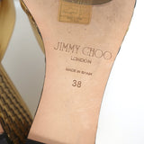 Jimmy Choo Almer 105 Metallic Woven Wedge Sandals Gold Leather Size 38