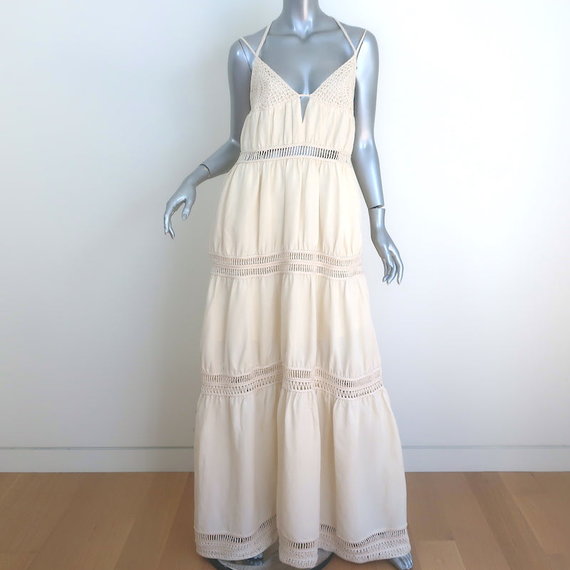 Jonathan Simkhai Rocky Crochet-Trimmed Tiered Maxi Dress Ecru Size Med – Celebrity Owned