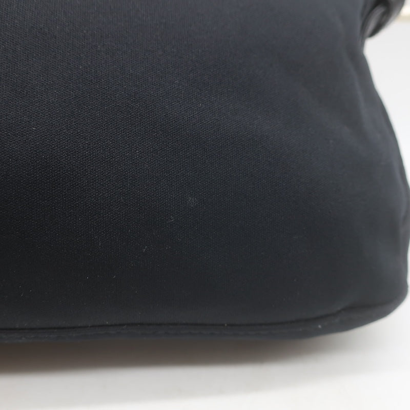 Fendi Leather-Trim Neoprene Baguette Black Small Shoulder Bag
