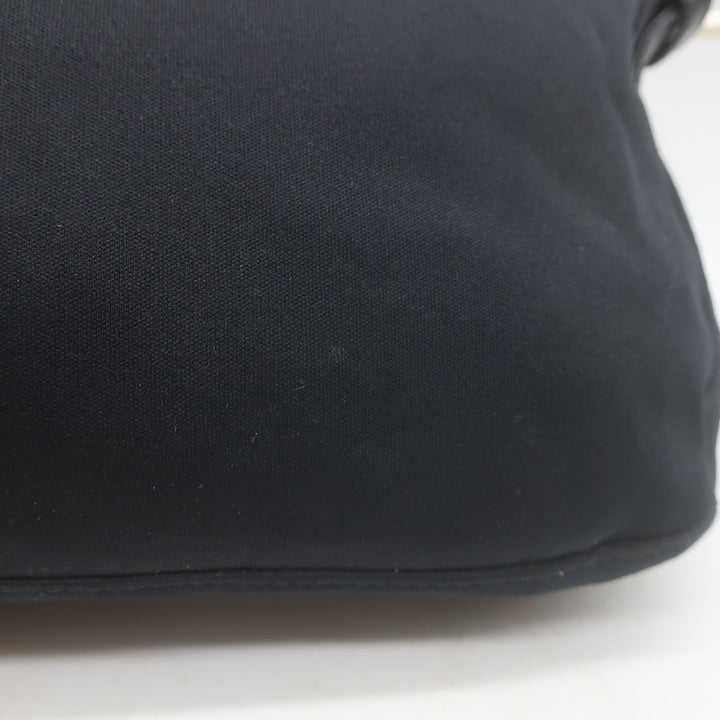 Fendi Leather-Trim Neoprene Baguette Black Small Shoulder Bag