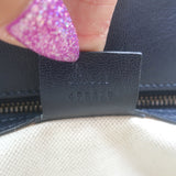 Gucci Dahlia Bamboo Handle Tote Brown Straw & Navy Leather Crossbody Bag NEW