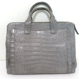 Nancy Gonzalez Crocodile Top Handle Bag Gray Large Crossbody