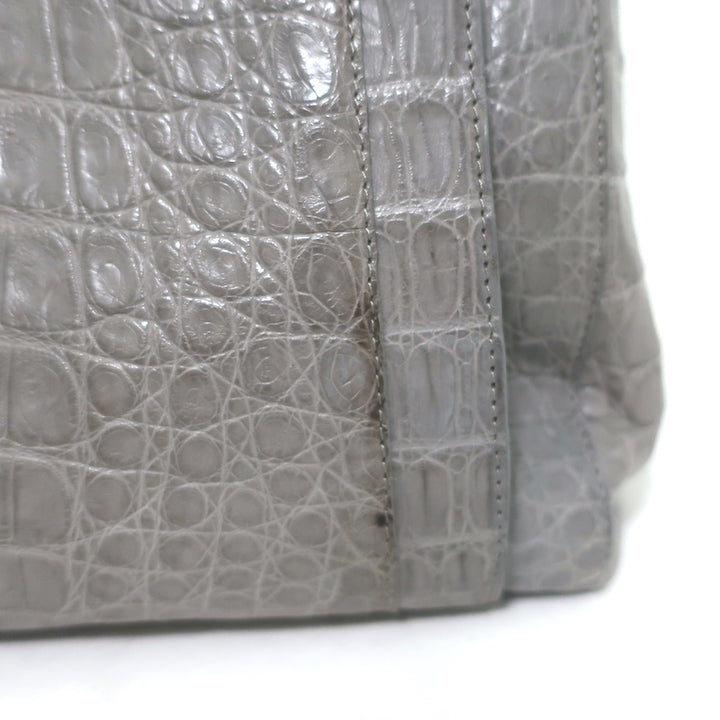 Nancy Gonzalez Leather Top Handle Bag Gray Large Crossbody