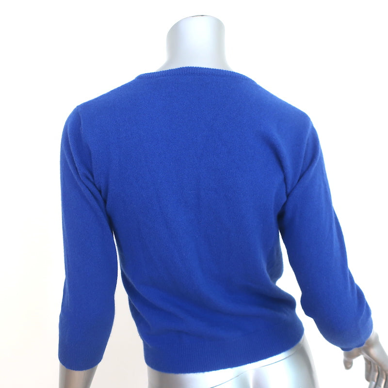 Ron Herman Cashmere Cardigan Blue Size Small 3/4 Sleeve Sweater