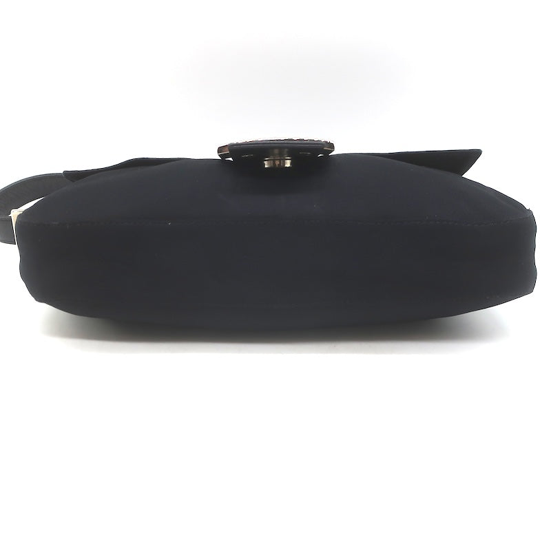 Fendi Leather-Trim Neoprene Baguette Black Small Shoulder Bag