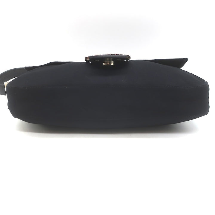 Fendi Leather-Trim Neoprene Baguette Black Small Shoulder Bag