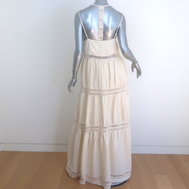 Jonathan Simkhai Rocky Crochet-Trimmed Tiered Maxi Dress Ecru Size Medium