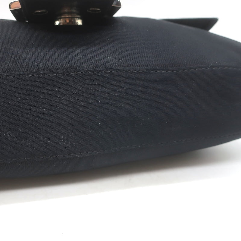 Fendi Leather-Trim Neoprene Baguette Black Small Shoulder Bag