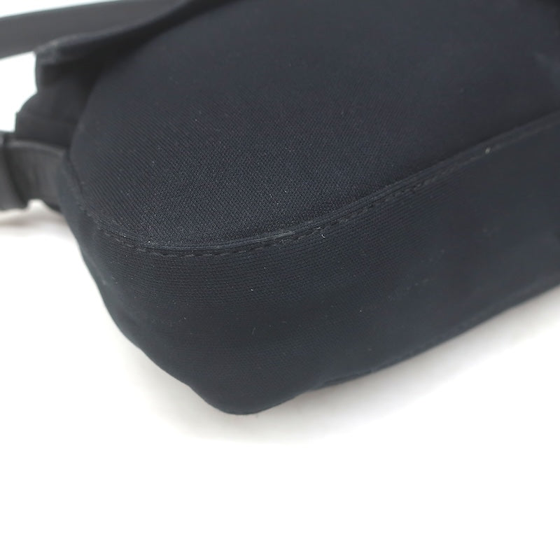 Fendi Leather-Trim Neoprene Baguette Black Small Shoulder Bag